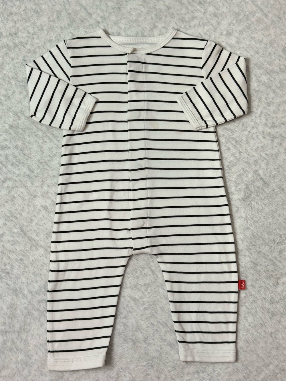 Magnetic Me Black White Stripe Footless Sleeper 6-9M Baby Organic Cotton Neutral